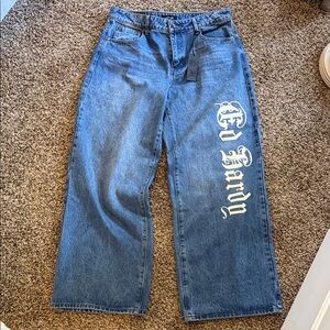 Ed Hardy Baggy Fit Blue Jeans “Born Free”